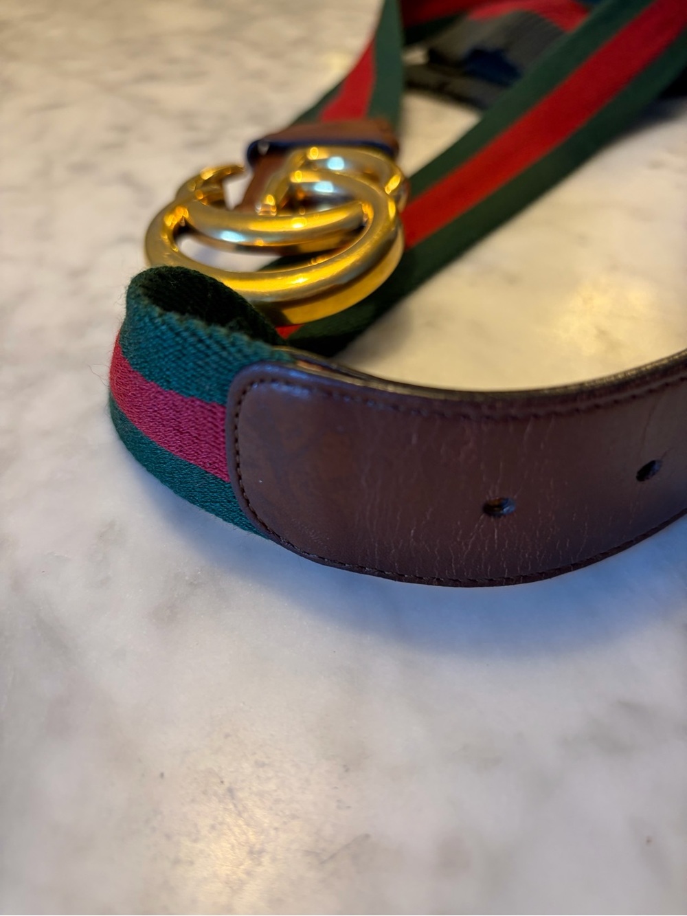 GUCCI Green and Red Web Belt with Gold Double G Buckle and GUCCI Socks! - Picture 11 of 11
